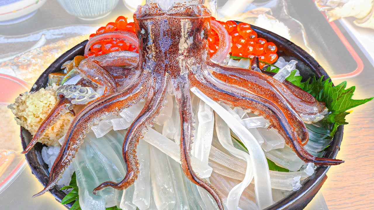 Street Food Japan – DANCING SQUID SASHIMI + BEST Seafood and Noodle Tour of Hokkaido, Japan!
