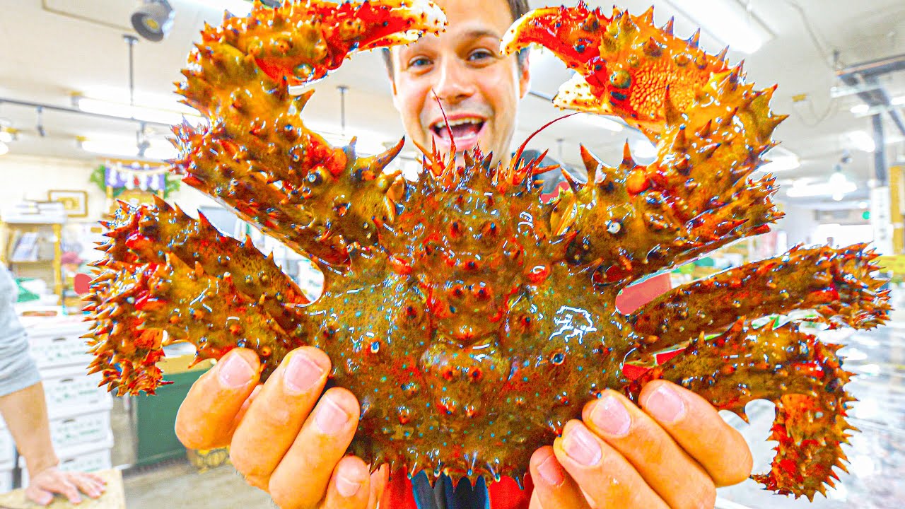 Most UNIQUE Street Food Japan – SPIKY Crab BREAKFAST + Seafood Tour of Sapporo, Hokkaido, Japan!