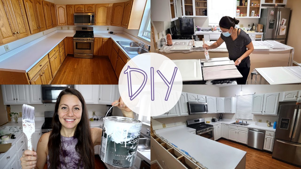 How I Painted My Oak Kitchen Cabinets White!