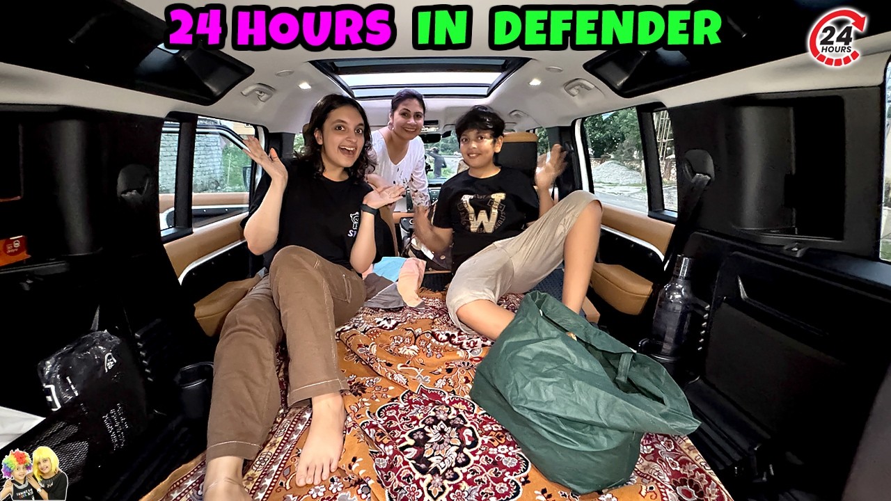 24 Hrs IN DEFENDER | Family Comedy Challenge | Full day in car | Aayu and Pihu Show