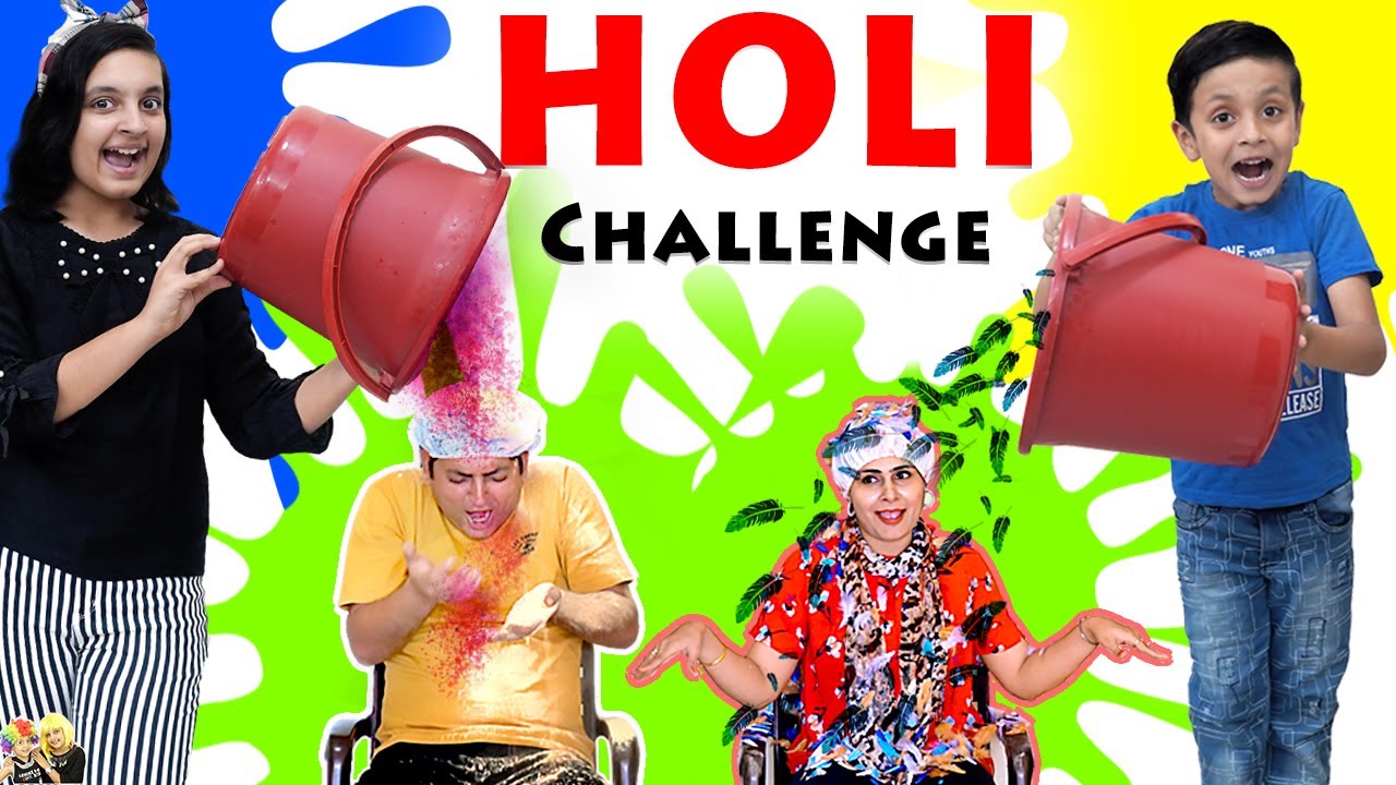 HOLI CHALLENGE 2020 | Festival of colors Family Comedy Mom vs Dad | Aayu and Pihu Show