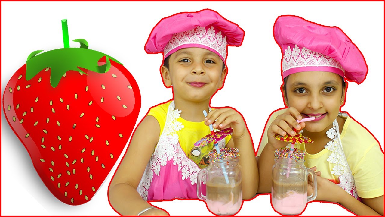 STRAWBERRY SHAKE | स्ट्रॉबेरी शेक बनाना सीखिए  Cooking Without Fire kids recipes Aayu and Pihu Show