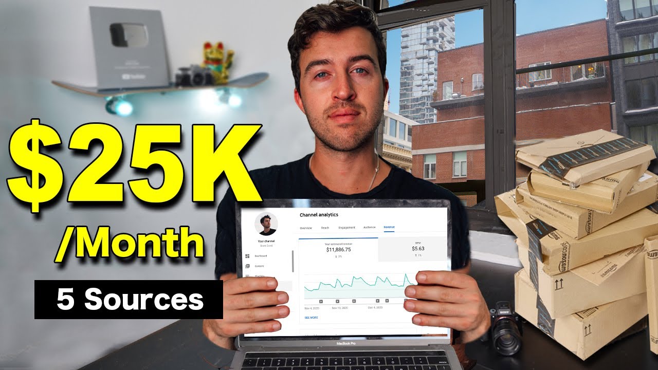 How I Make $25,000 A Month on YouTube (5 Income Sources)!