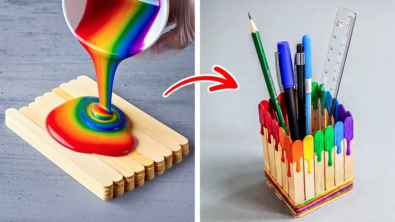 MAKE RAINBOW SCHOOL SUPPLIES ✏️ Fun DIY Back to School Crafts