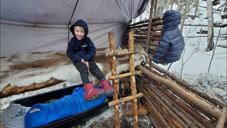 Bushcraft Bunkbed Winter Camping Trip (Building a Winter Survival Shelter)-Outdoor Boys