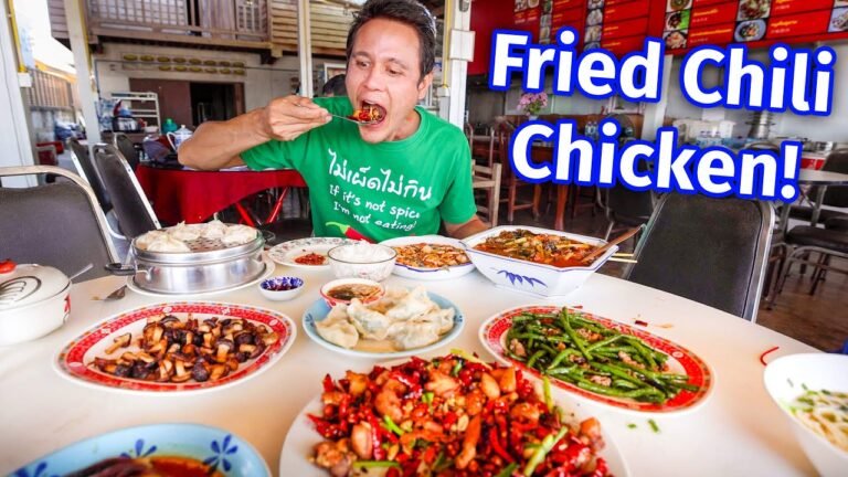 Street Food Tour - FRIED CHILI CHICKEN!!  ️  Giant Chinese Food at the GOLDEN TRIANGLE!-Mark Wiens