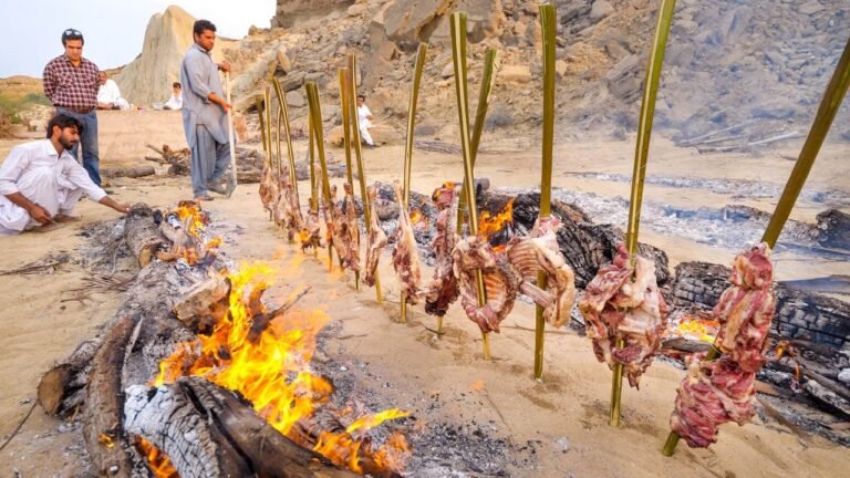 Vertical BBQ - 13 Goat Legs Kebabs!! MOST UNIQUE Iranian Food! | Baluchestan